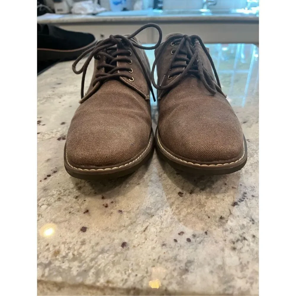 Guess Mens Brown Canvas Lace Uo Oxford Shoes sz 11